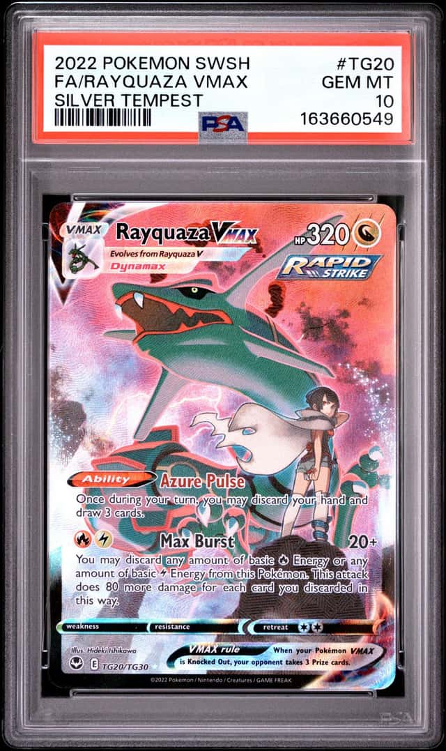 PSA 10, Rayquaza VMAX TG20/TG30 Holo Silver Tempest Trainer Gallery Pokemon