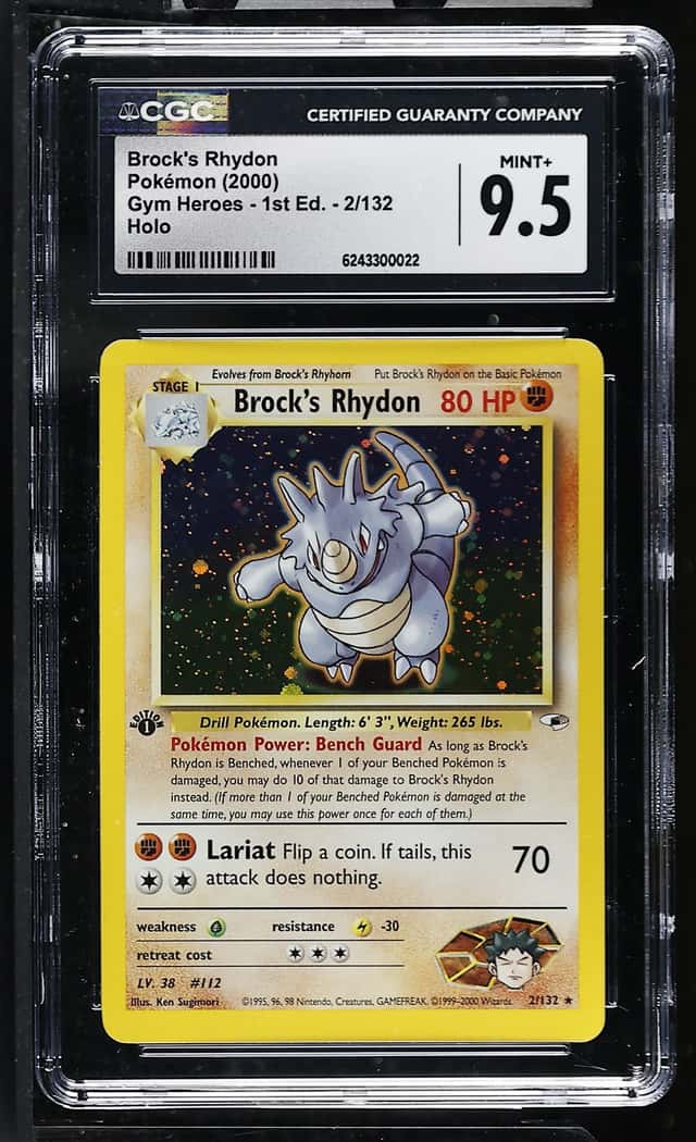 Pokemon Brock's Rhydon Gym Heroes 1st Edition 2/132 Holo CGC 9.5
