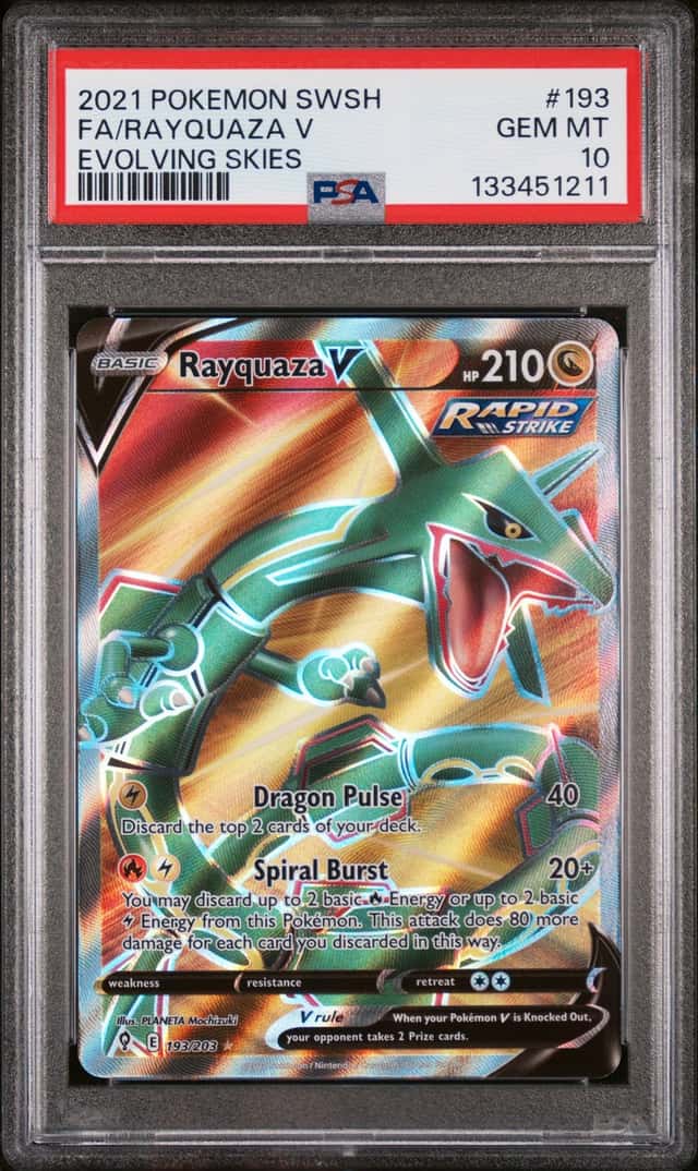RAYQUAZA V 2021 POKEMON EVOLVING SKIES 193/203 FULL ART PSA 10