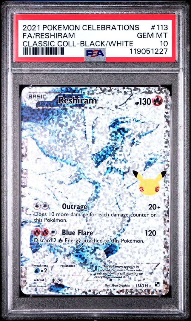 PSA 10 Pokémon TCG Reshiram 113/114 Celebrations Classic Collection Holo