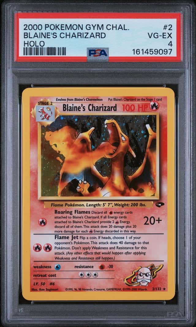 2000 Pokemon Gym Challenge Blaine's Charizard 2/132 Holo Unlimited PSA 4
