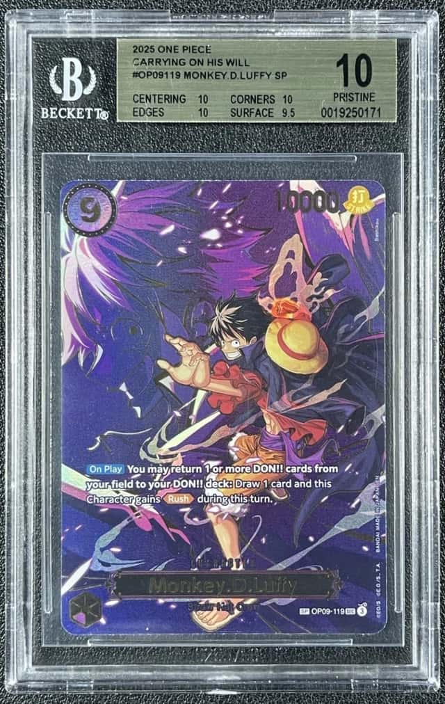 MONKEY D. LUFFY BGS 10 PRISTINE 2025 ONE PIECE CARRYING ON HIS WILL #OP09-119 SP