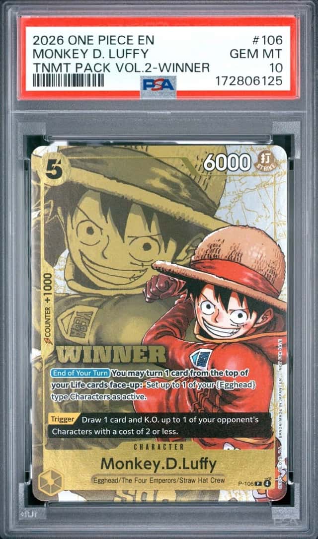 2026 ONE PIECE TOURNAMENT PACK VOL.2 WINNER #106 MONKEY D. LUFFY PSA 10