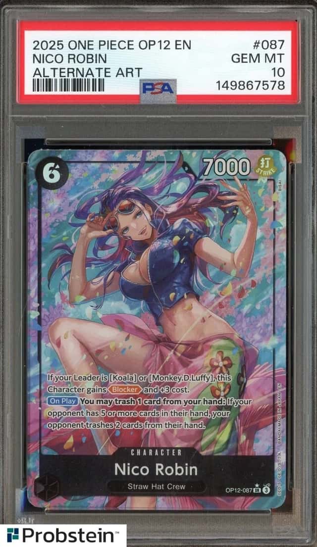 2025 One Piece OP12 En Alternate Art #087 Nico Robin PSA 10 GEM MINT