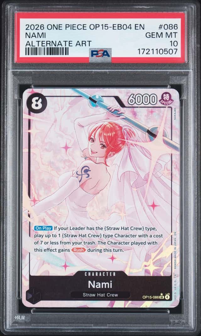2026 ONE PIECE OP15-EB04-ADVENTURE/KAMI's ISLAND #086 NAMI ALTERNATE ART PSA 10