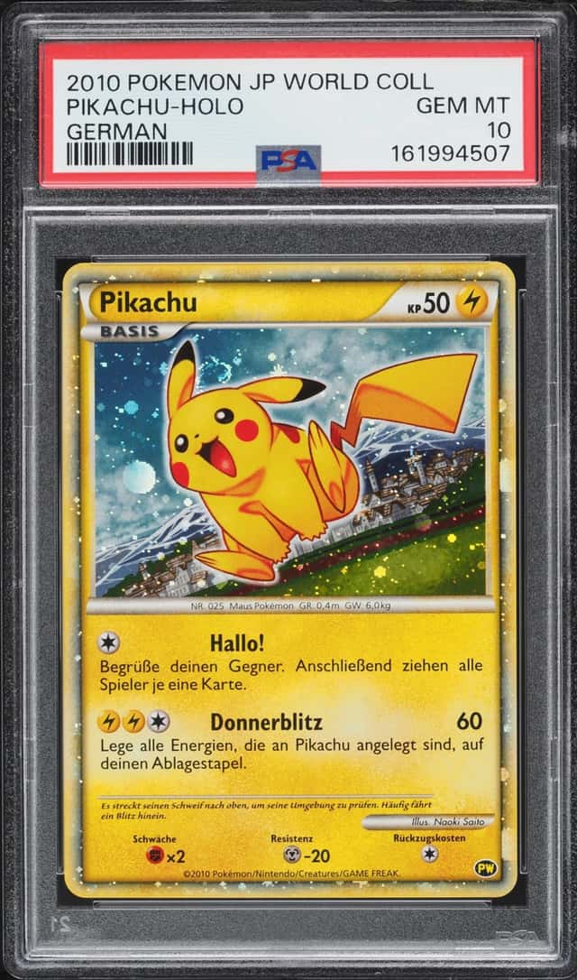 2010 Pokemon German HeartGold & SoulSilver Japanese World Collection Holo Pikachu PSA 10 GEM
