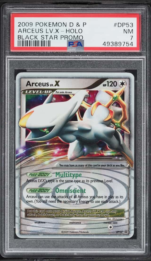 2009 Pokemon Diamond & Pearl Black Star Promo Collector's Tin Holo Arceus LV.X #DP53 PSA 7 NRMT