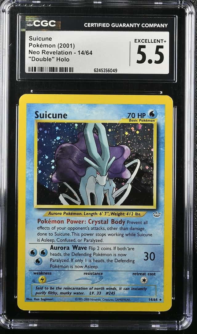 2001 Pokemon Neo Revelation Double Holo Suicune #14 CGC 5.5 EX+