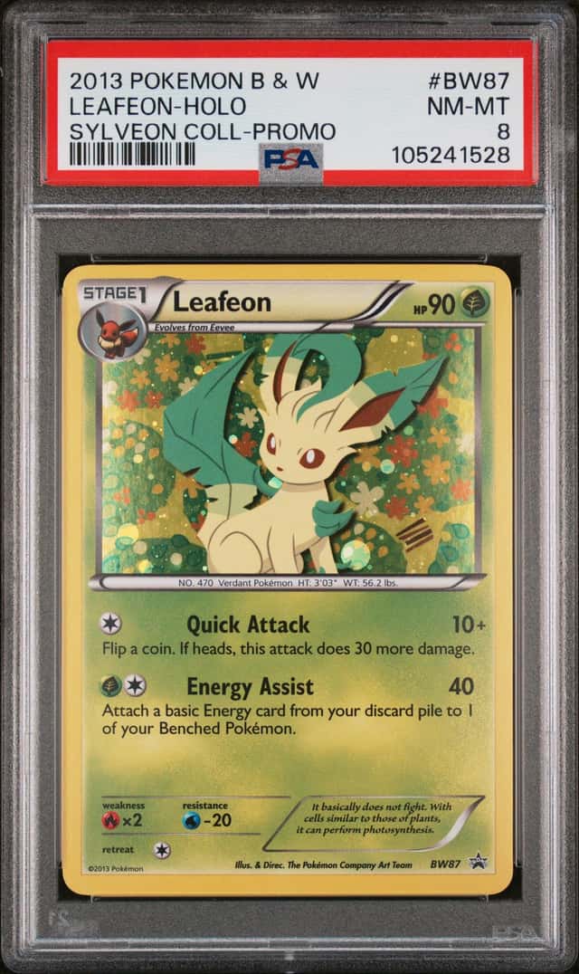 2013 Pokemon Black & White Promo Sylveon Collection Holo Leafeon #BW87 PSA 8 NM-MT