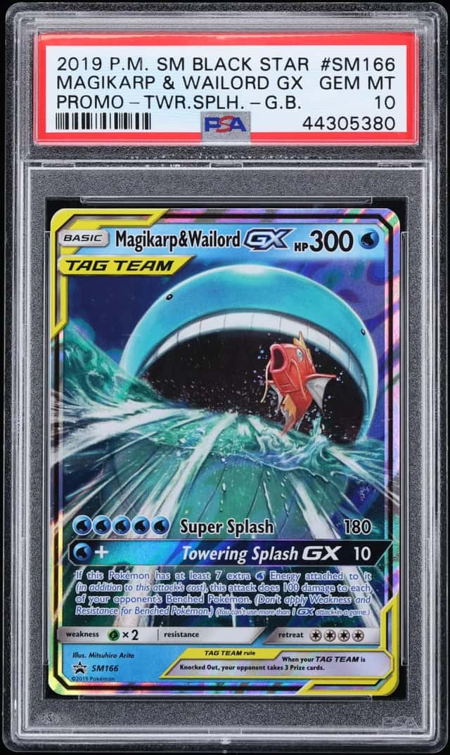 2019 Pokemon SM Black Star Promo Towering Splash Magikarp & Wailord GX #SM166 PSA 10 GEM MINT