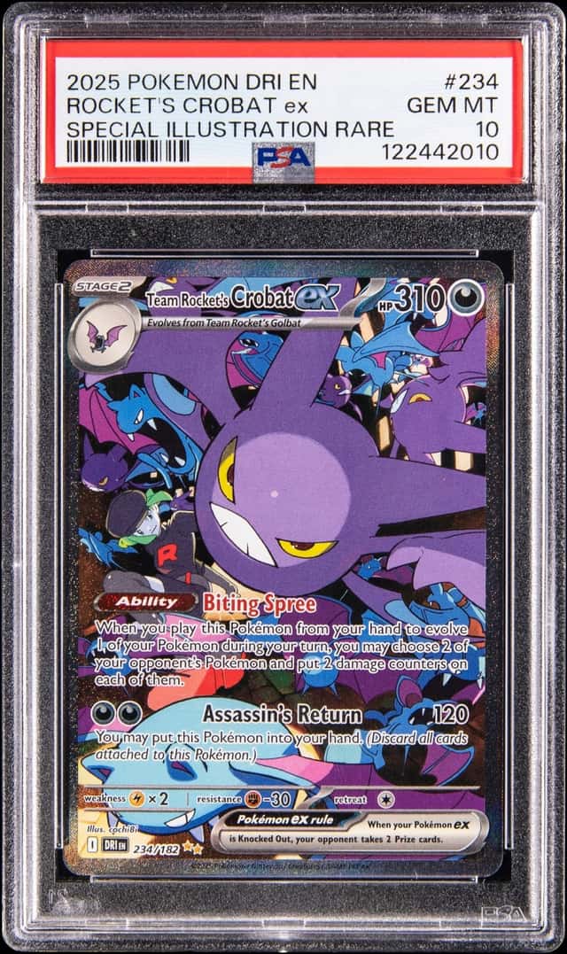 2025 Pokemon Scarlet & Violet Destined Rivals Special Illustration Rare #234 Team Rocket's Crobat - PSA GEM MT 10