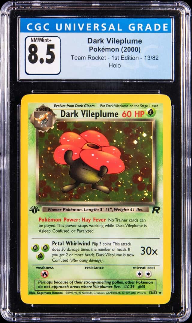 2000 Pokemon 1st Edition Team Rocket Holo #13 Dark Vileplume - CGC NM-MINT+ 8.5