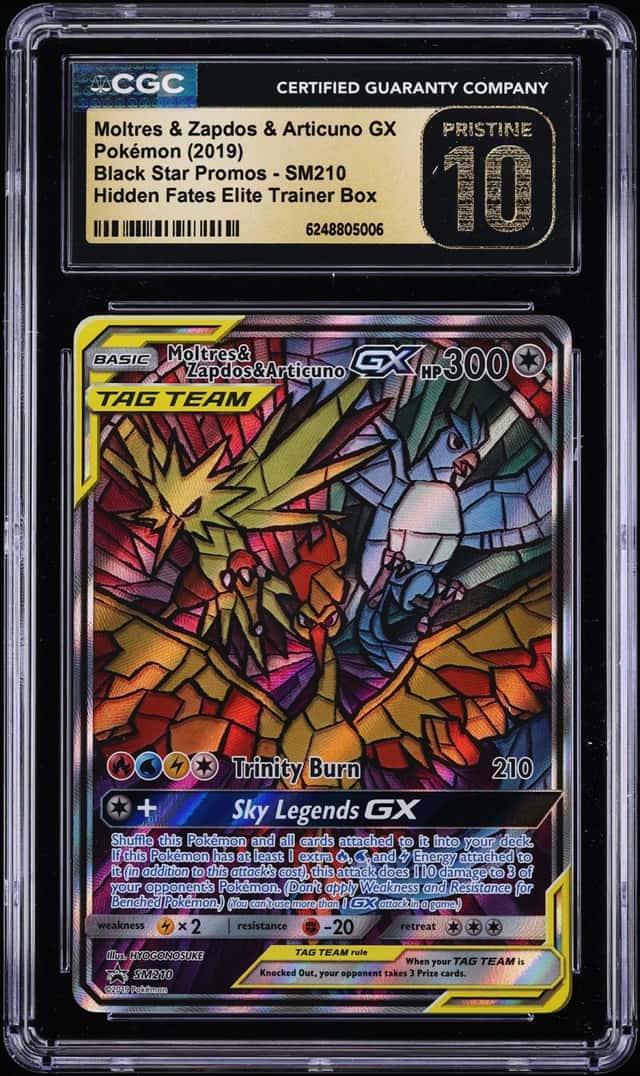 2019 Pokemon SM Promo Hidden Fates ETB Full Art Moltres Zapdos Articuno GX #210 CGC 10 PRISTINE