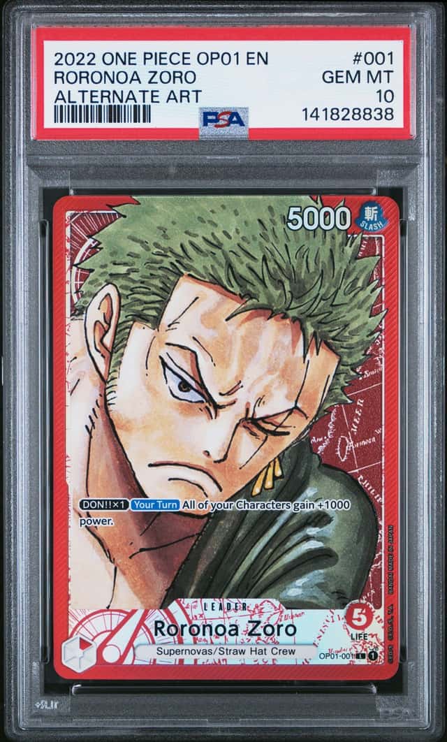2022 One Piece OP01 EN Alternate Art #001 Roronoa Zoro PSA 10 GEM MINT