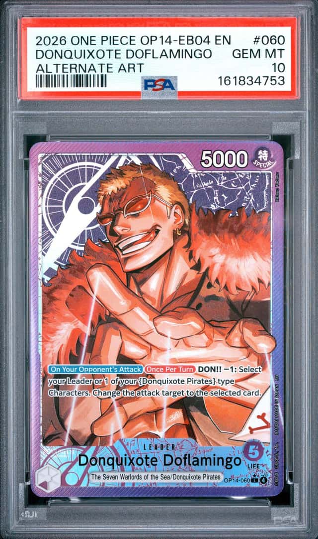 DONQUIXOTE DOFLAMINGO 2026 ONE PIECE OP14-060 LEADER ALT ART PSA 10 Q0856