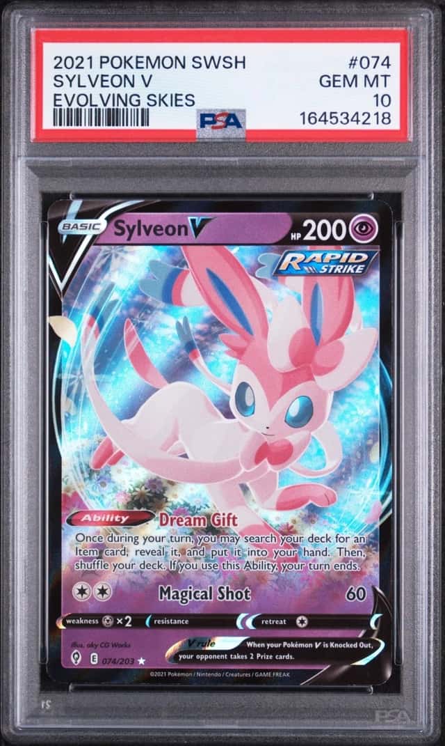 2021 POKEMON SWORD & SHIELD EVOLVING SKIES #074 SYLVEON V PSA 10