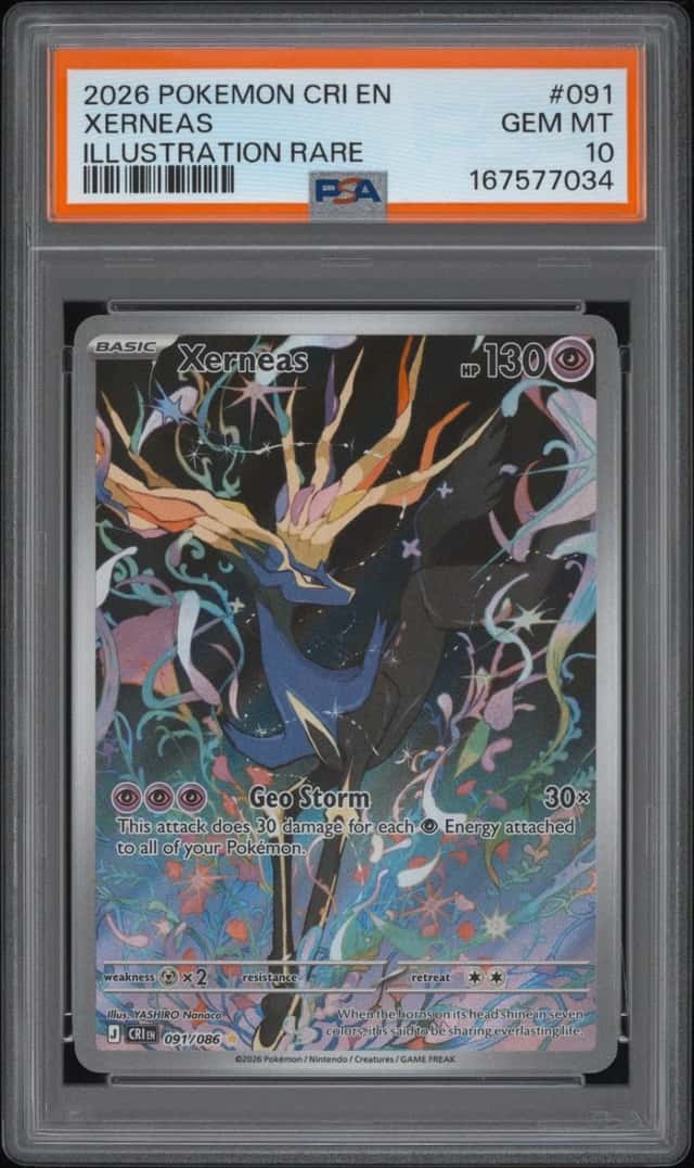 2026 POKEMON CRI EN-CHAOS RISING ILLUSTRATION RARE #091 XERNEAS PSA 10
