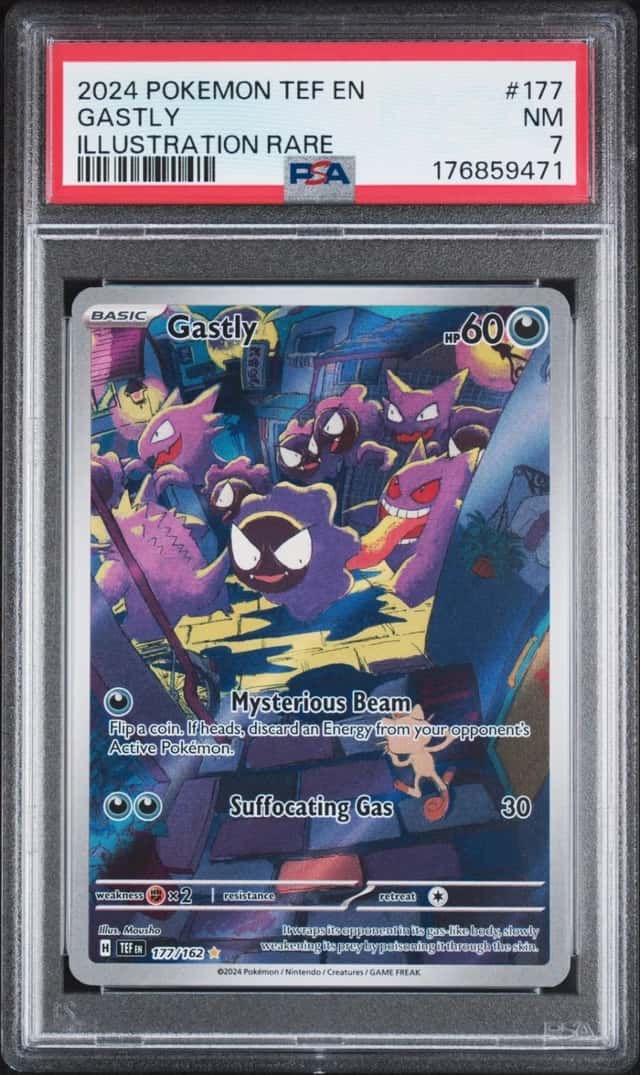 2024 POKEMON TEF EN-TEMPORAL FORCES ILLUSTRATION RARE #177 GASTLY PSA 7