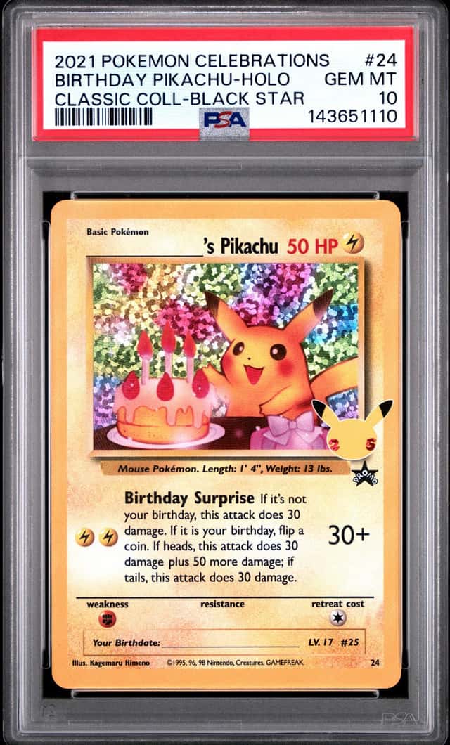 'S Pikachu 24/53 Celebrations: Classic Collection Holo PSA 10