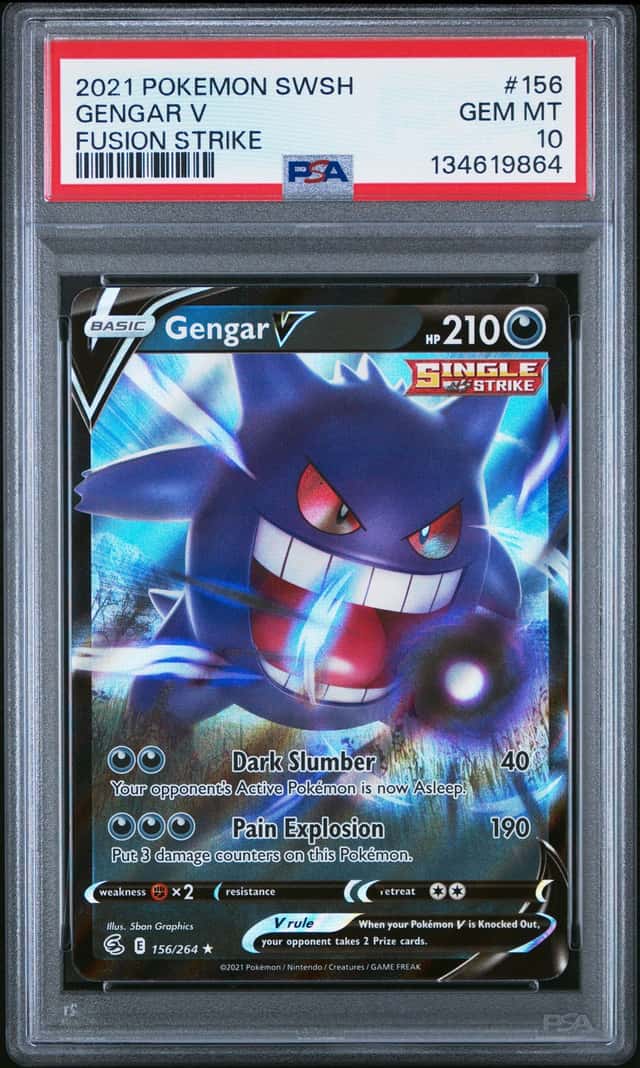 GENGAR V 2021 POKEMON FUSION STRIKE 156/264 ULTRA RARE PSA 10 Q3963-7