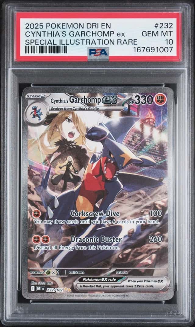 2025 POKEMON DESTINED RIVALS SPECIAL ILLUSTRATION CYNTHIA'S GARCHOMP EX PSA 10