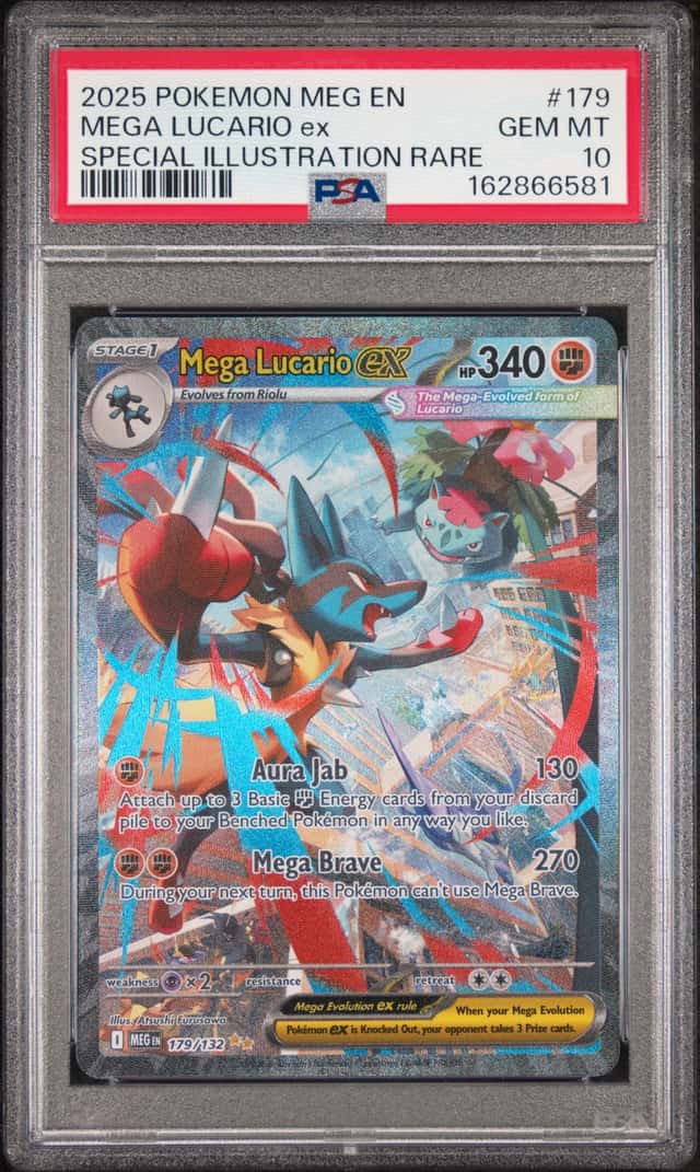2025 POKEMON MEGA EVOLUTION SPECIAL ILLUSTRATION RARE MEGA LUCARIO EX PSA 10