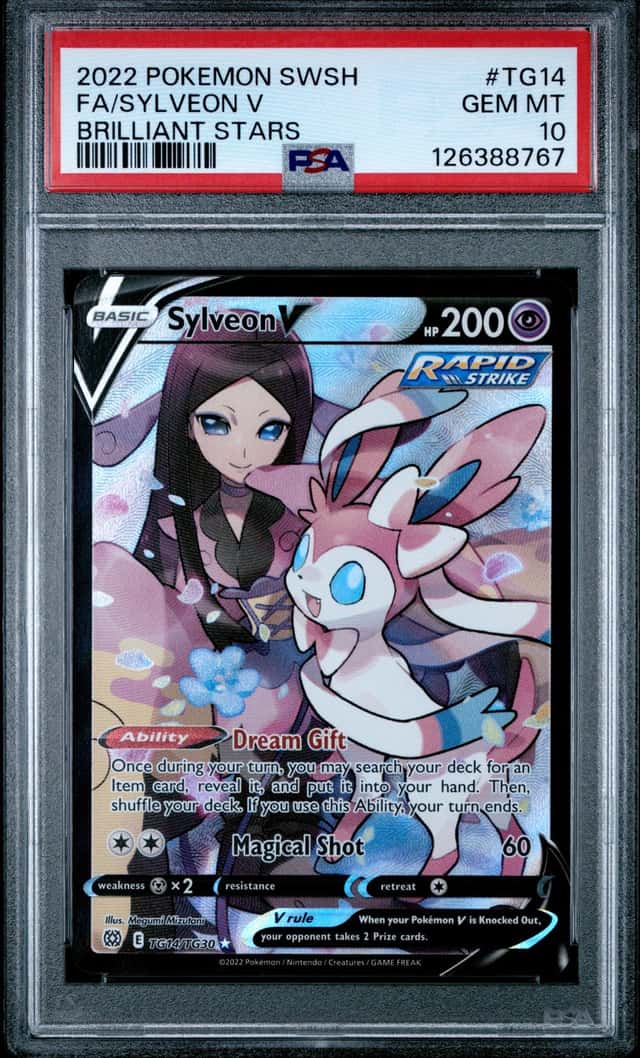 SYLVEON V 2022 POKEMON BRILLIANT STARS TG14/TG30 FULL ART PSA 10 Q3963-7