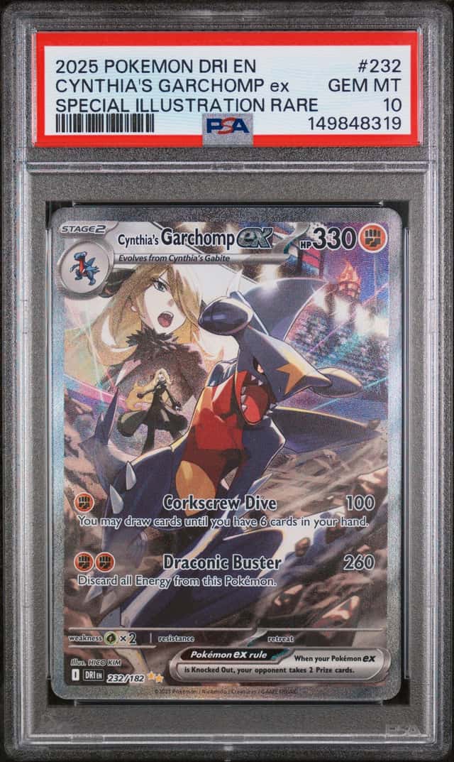 CYNTHIAS GARCHOMP EX 2025 POKEMON DESTINED RIVALS 232/182 SIR PSA 10 Q3963-7