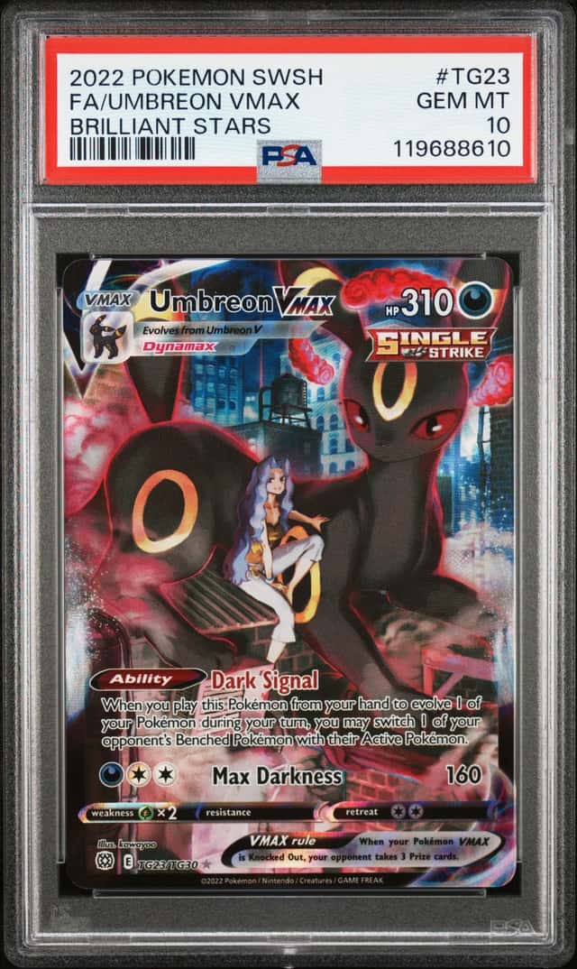 UMBREON VMAX 2022 POKEMON BRILLIANT STARS TG23/TG30 FULL ART PSA 10 Q3963-7
