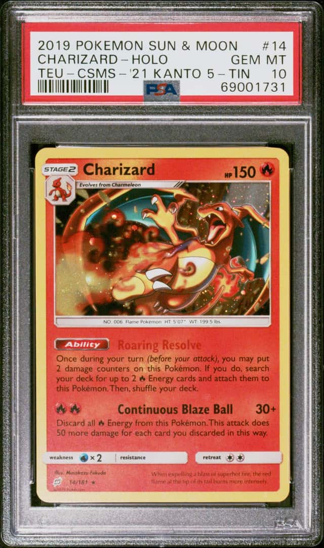 2019 Pokemon Costco Exclusive #14 Charizard-Holo TEU-CSMS-'21 KANTO 5-TIN PSA 10