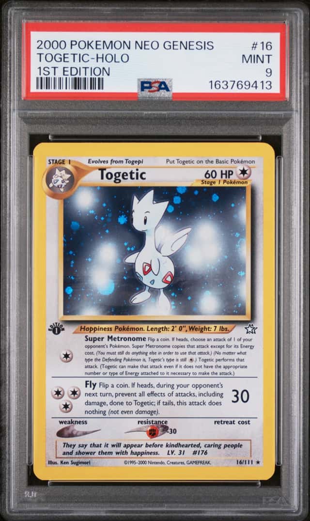 2000 POKEMON NEO GENESIS 1ST EDITION #16 TOGETIC HOLO PSA 9 New Cert! Half Swirl