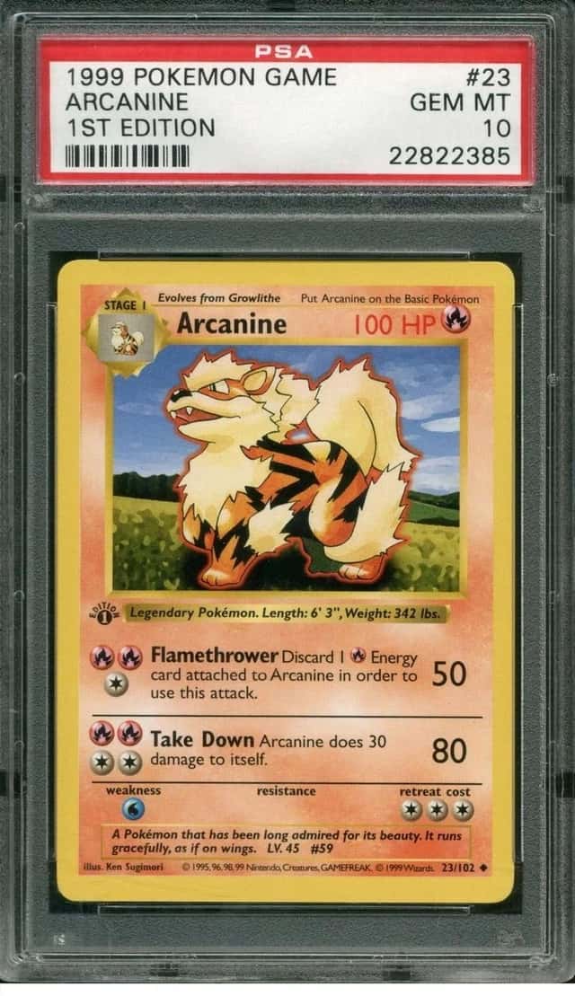 1999 POKEMON GAME 1ST EDITION #23 ARCANINE PSA 10