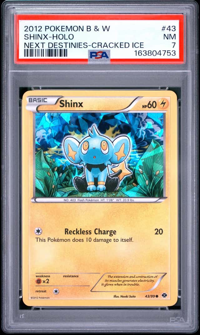 PSA 7 NM-MT 2012 POKEMON BLACK & WHITE NEXT DESTINIES CRACKED ICE #43 SHINX HOLO