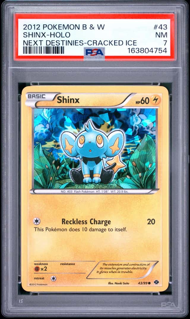 PSA 7 NM-MT 2012 POKEMON BLACK & WHITE NEXT DESTINIES CRACKED ICE #43 SHINX HOLO