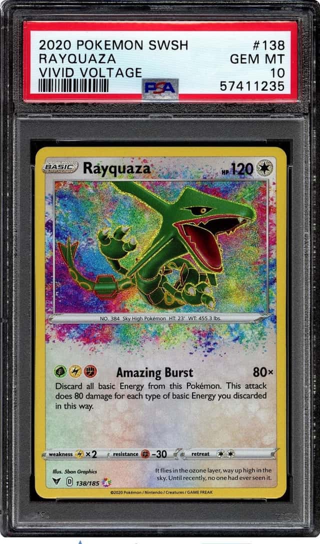 Pokemon 2020 Rayquaza 138/185 Amazing Rare Vivid Voltage GEM MINT PSA 10