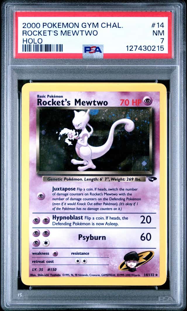 2000 Pokemon Gym Challenge Rocket's Mewtwo Holo Rare 14/132 PSA 7