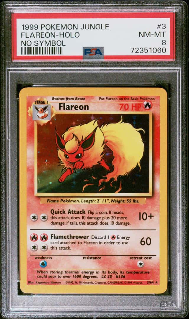 PSA8 (1999 POKEMON JUNGLE) FLAREON HOLO [NO SYMBOL ERROR] 3/64