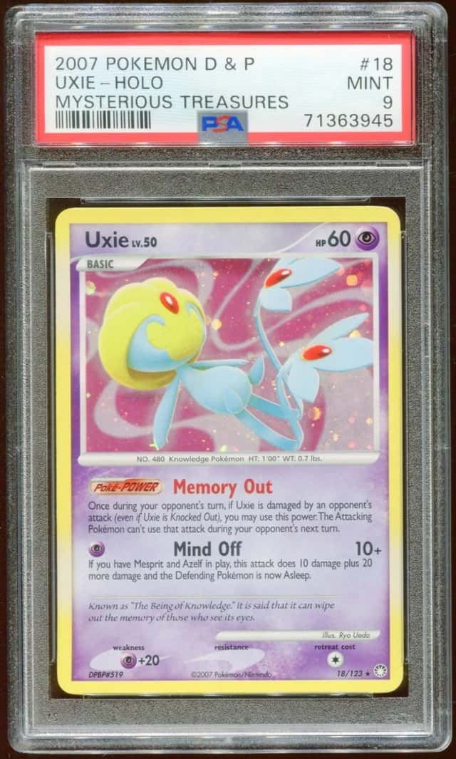 2007 POKEMON D & P MYSTERIOUS TREASURES UXIE LV. 50 #18/123 HOLO PSA 9 E10