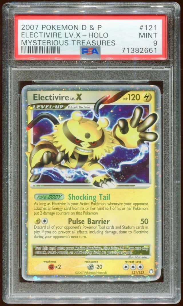 2007 POKEMON D & P MYSTERIOUS TREASURES ELECTIVIRE LV. X #121/123 HOLO PSA 9 E10