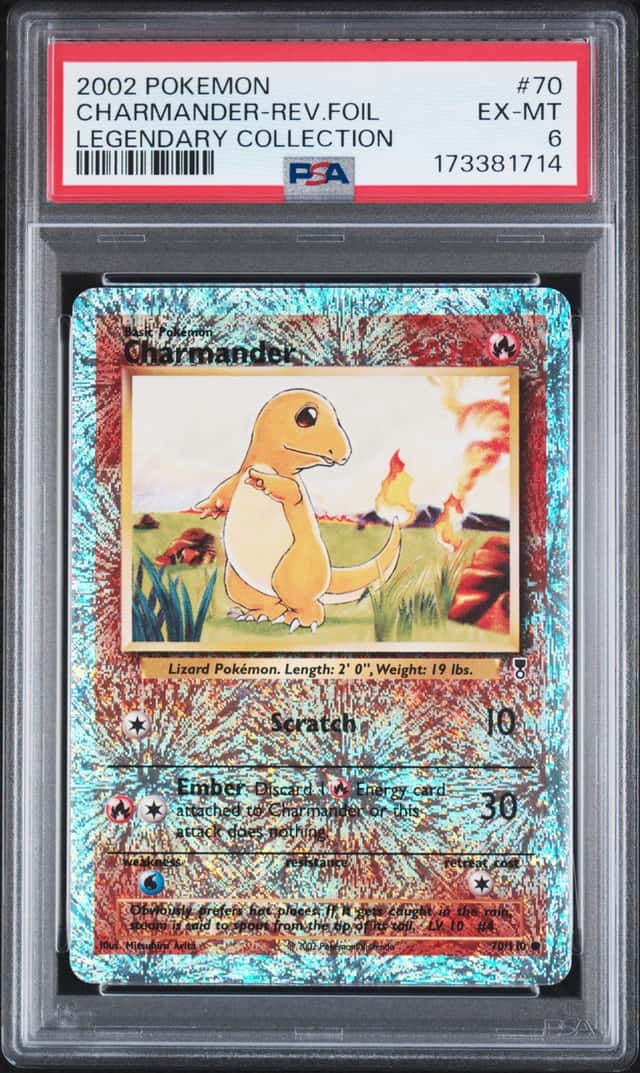 2002 POKEMON LEGENDARY COLLECTION #70 CHARMANDER REVERSE HOLO FOIL PSA 6