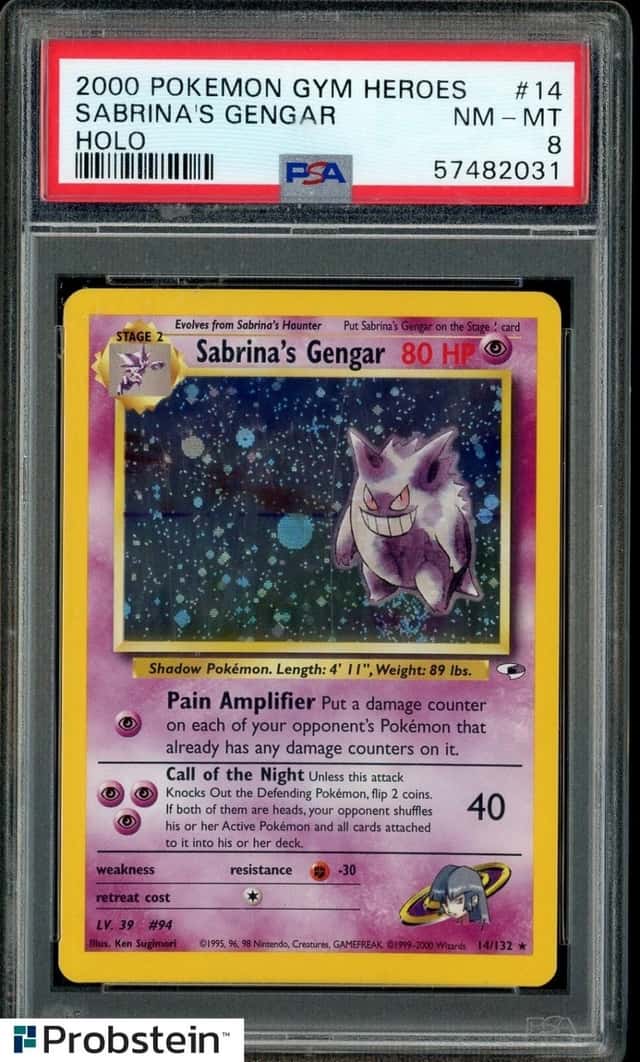 2000 Pokemon Gym Heroes #14 Sabrina's Gengar Holo PSA 8 NM-MT