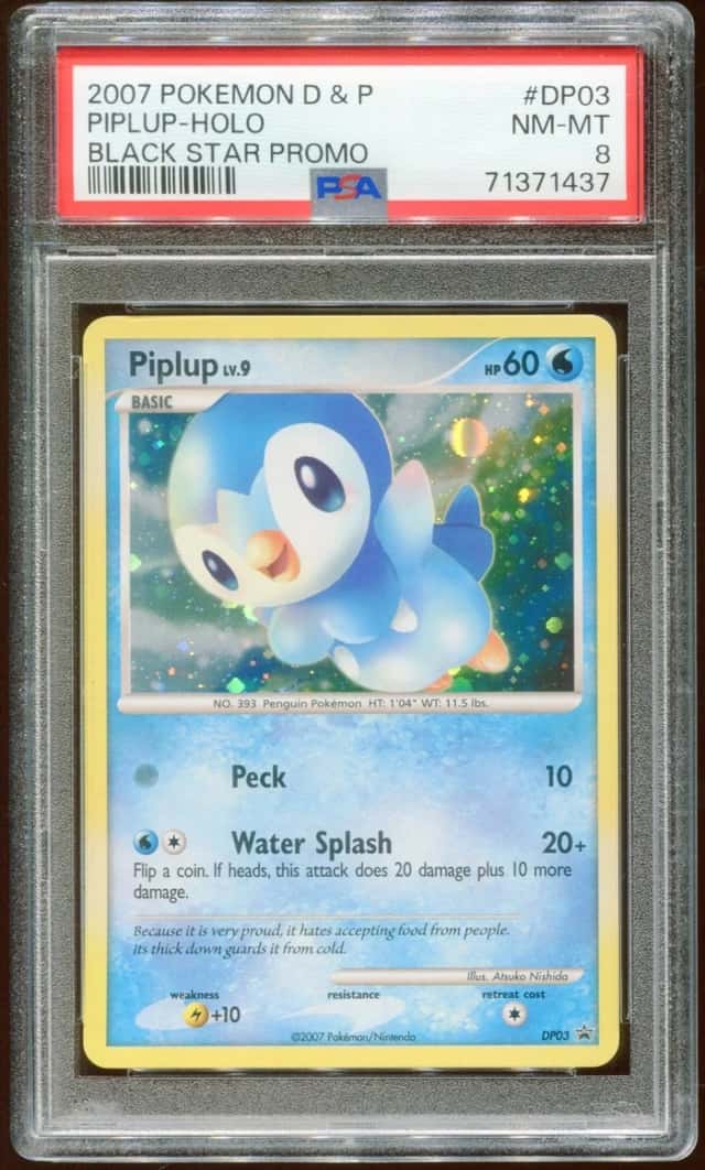 2007 POKEMON DIAMOND & PEARL PIPLUP LV. 9 #DP03 RARE HOLO PROMO PSA 8 E10
