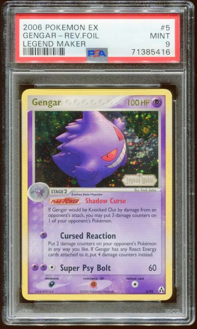 2006 POKEMON EX LEGEND MAKER GENGAR #5/92 REVERSE STAMPED HOLO FOIL PSA 9 E10