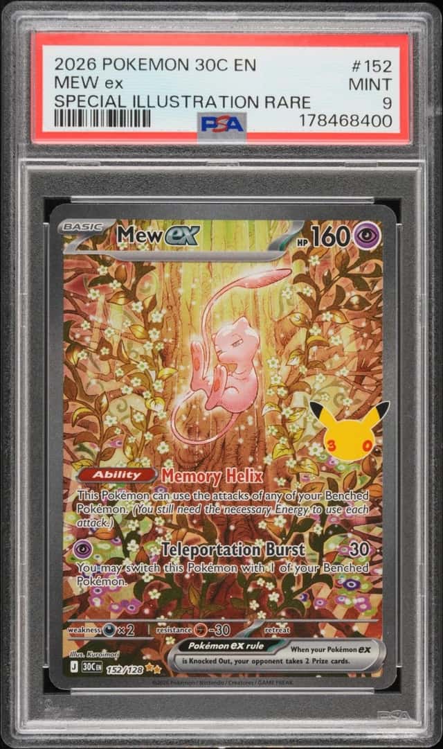 2026 POKEMON 30C EN-30TH CELEBRATION SPECIAL ILLUSTRATION RARE #152 MEW EX PSA 9
