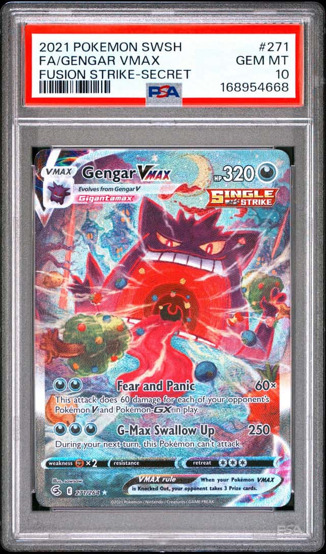 2021 POKEMON SWORD & SHIELD FUSION STRIKE SECRET FULL ART/GENGAR VMAX PSA 10