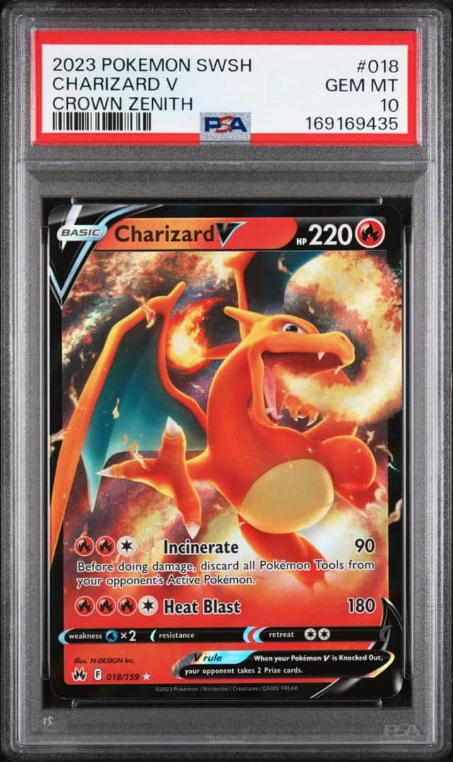 2023 POKEMON SWORD & SHIELD CROWN ZENITH #018 CHARIZARD V PSA 10