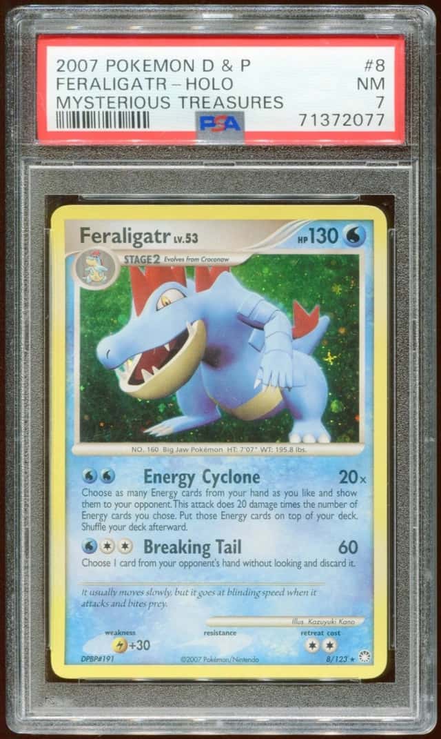 2007 POKEMON D & P MYSTERIOUS TREASURES FERALIGATR #8/123 HOLO FOIL PSA 7 E10