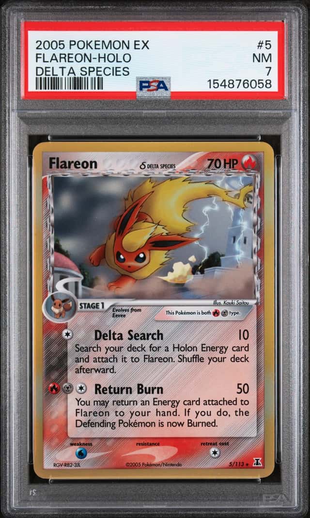 2005 Pokemon EX Delta Species Flareon Holo PSA 7
