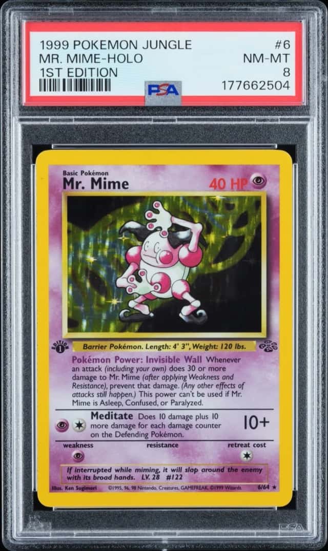 1999 Pokémon Mr. Mime Holo Jungle 6/64 1st Edition PSA 8
