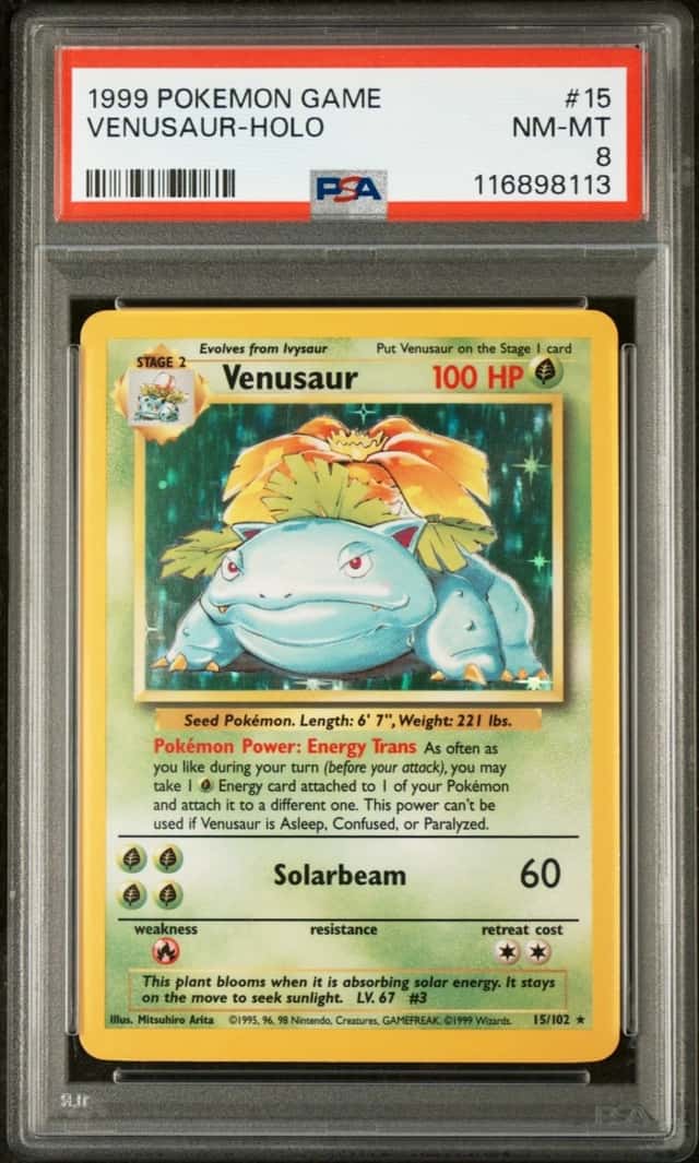 1999 POKEMON BASE SET VENUSAUR-HOLO GAME #15 PSA 8